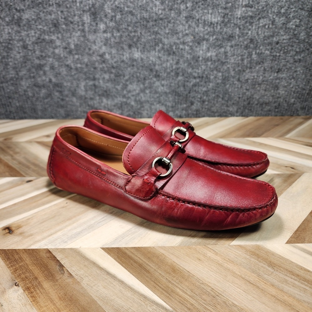 Magnanni Horsebit Red Maroon Leather Driving Slip On Loafers Shoes Mens Size 11